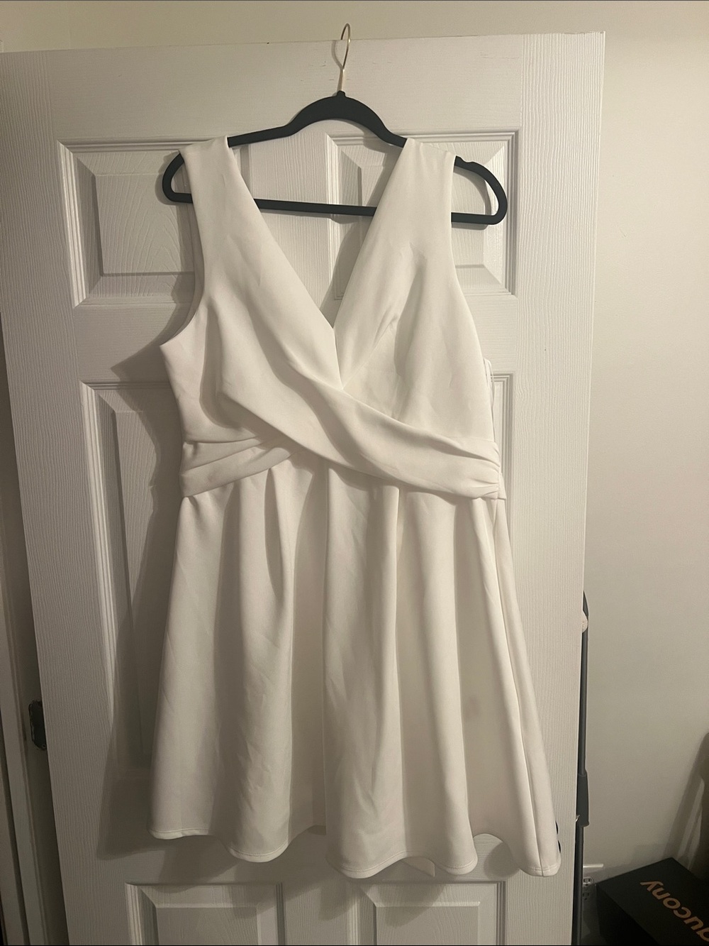 White V-Neck Sleeveless A-Line Dress